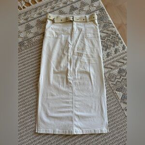 Vintage Y2K Maxi Belted Cargo Skirt Size 11 Retro 90s Side Slits